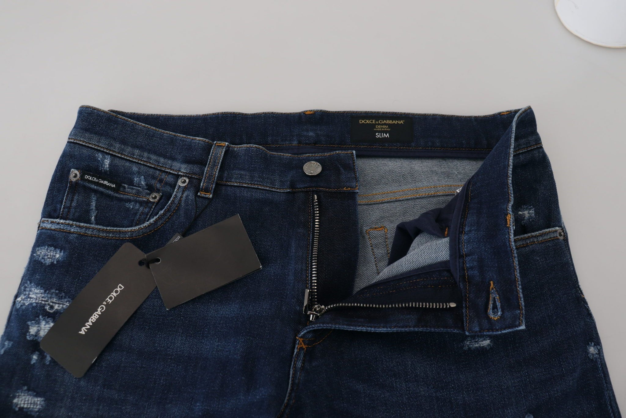 Blue Wash Cotton Stretch Slim Denim Jeans