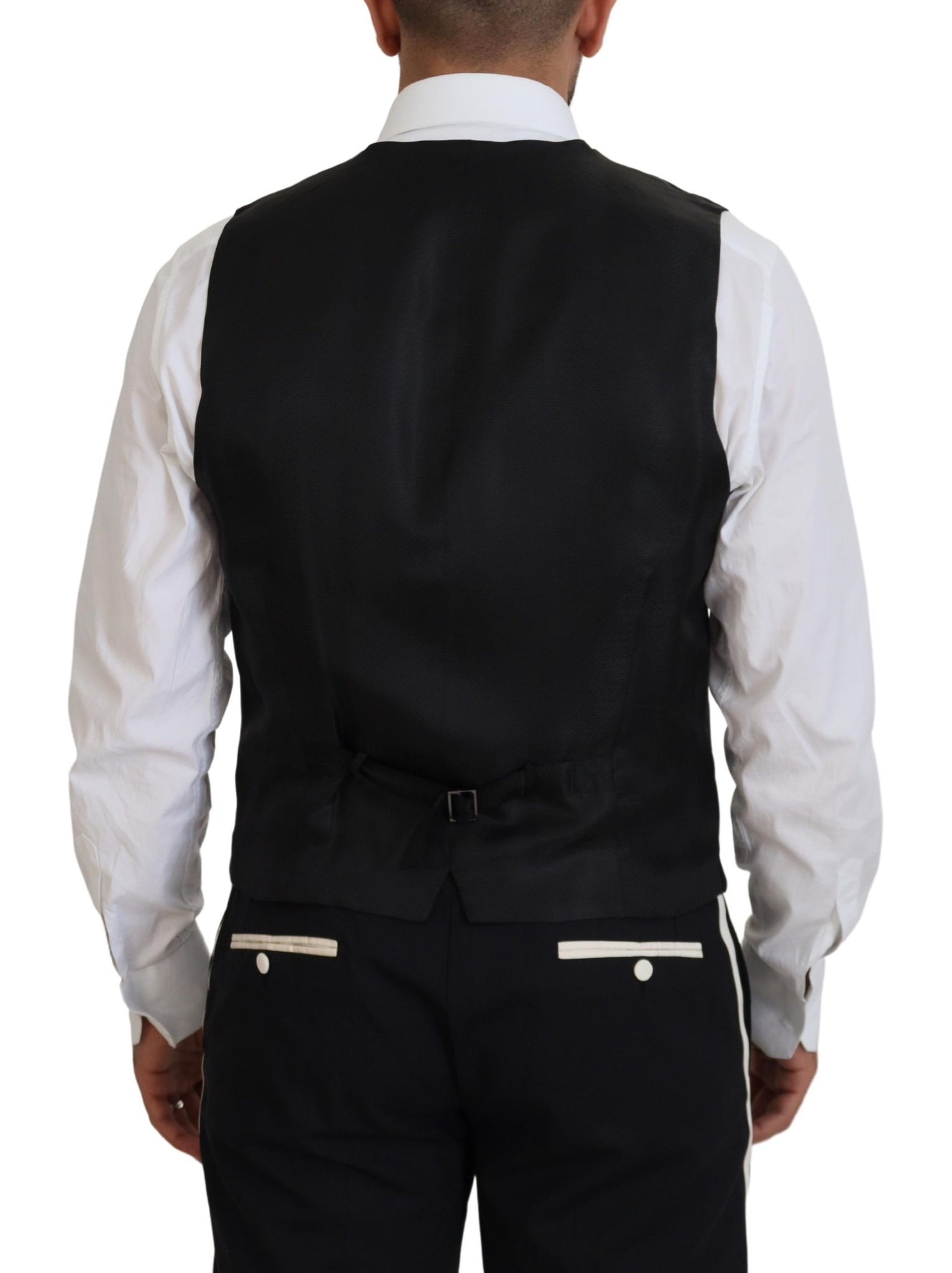 Black Wool White Silk Slim Fit Suit
