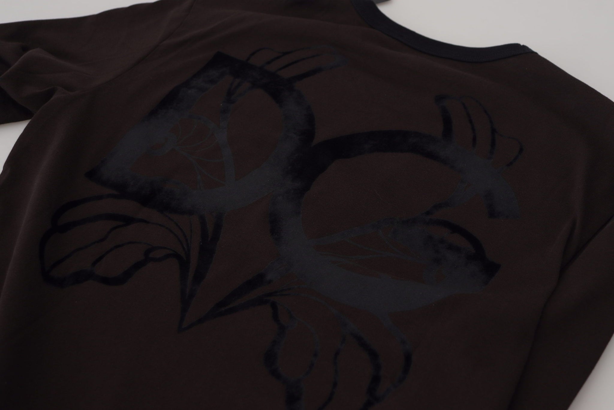 Brown Cotton Slim Crewneck Pullover Sweater