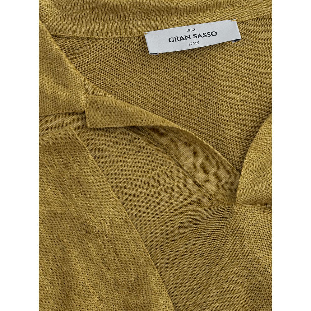 Gran Sasso Green Linen Polo Shirt