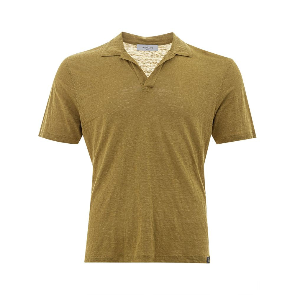 Gran Sasso Green Linen Polo Shirt