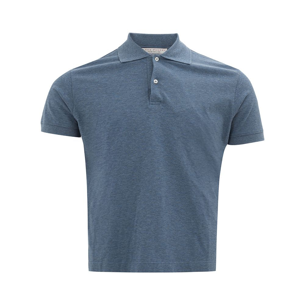 Luca Faloni Blue Cotton Polo Shirt