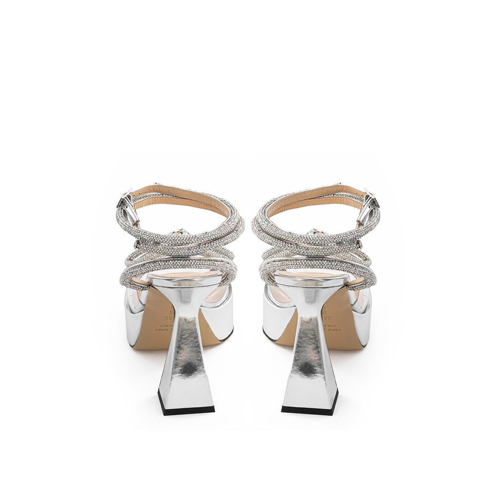 MACH & MACH Silver Leather Platforms & Wedge