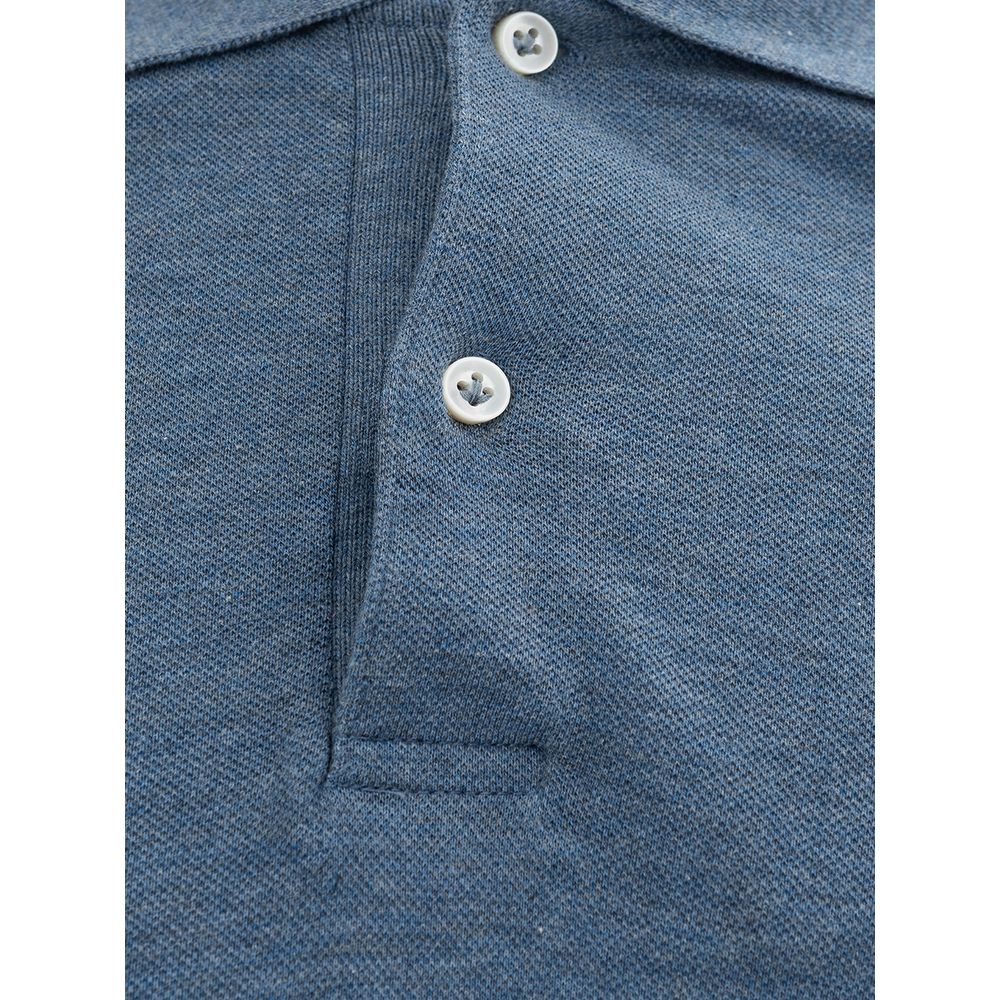 Luca Faloni Blue Cotton Polo Shirt