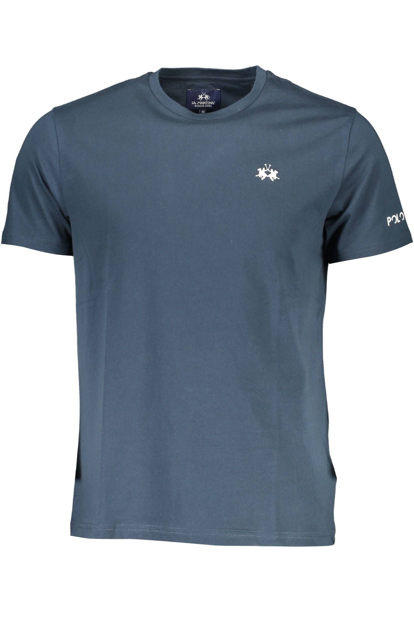 La Martina Elegant Embroidered Blue Cotton Tee
