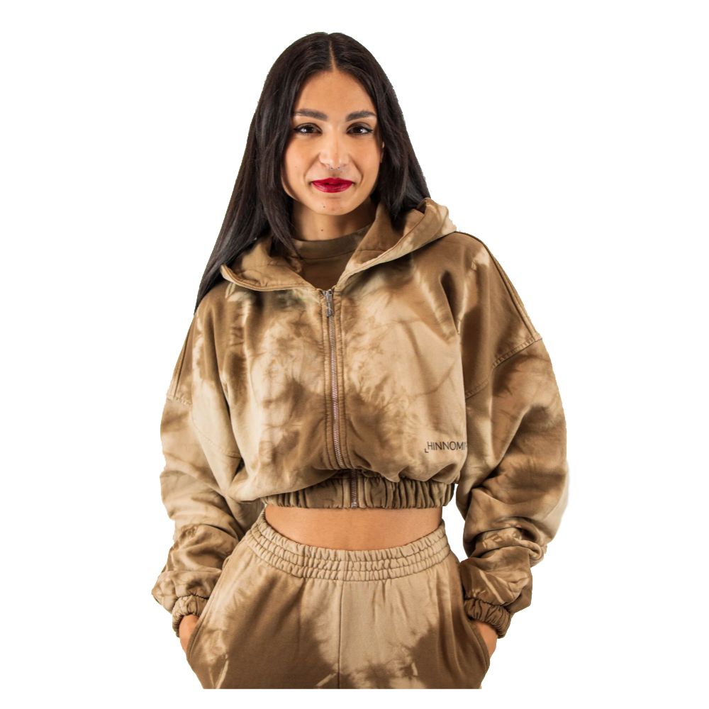 Hinnominate Italian Cotton Hooded Sweatshirt in Rich Brown