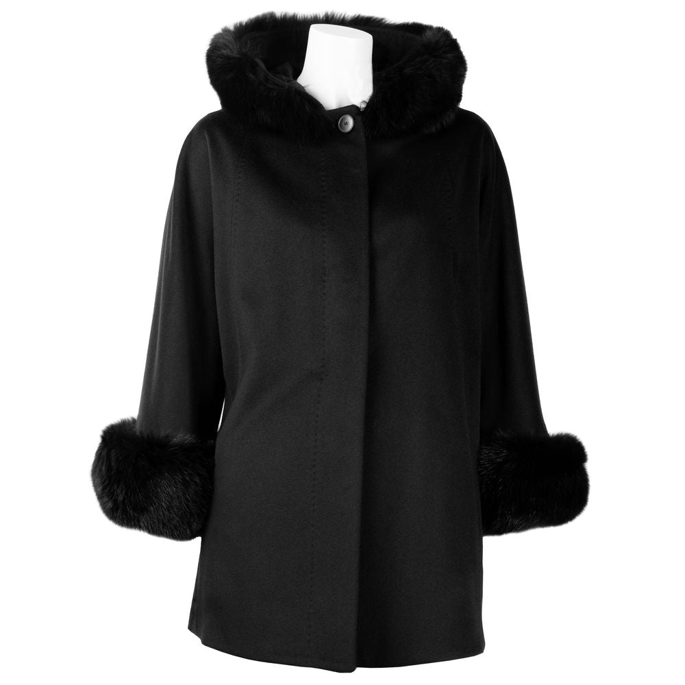 Made in Italy Black Wool Vergine Jackets & Coat