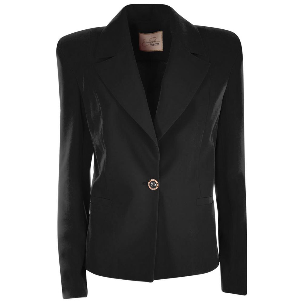 Yes Zee Black Polyester Suits & Blazer