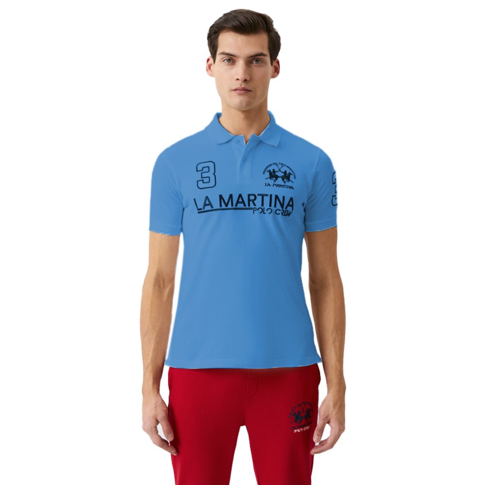 La Martina Light Blue Cotton Polo Shirt