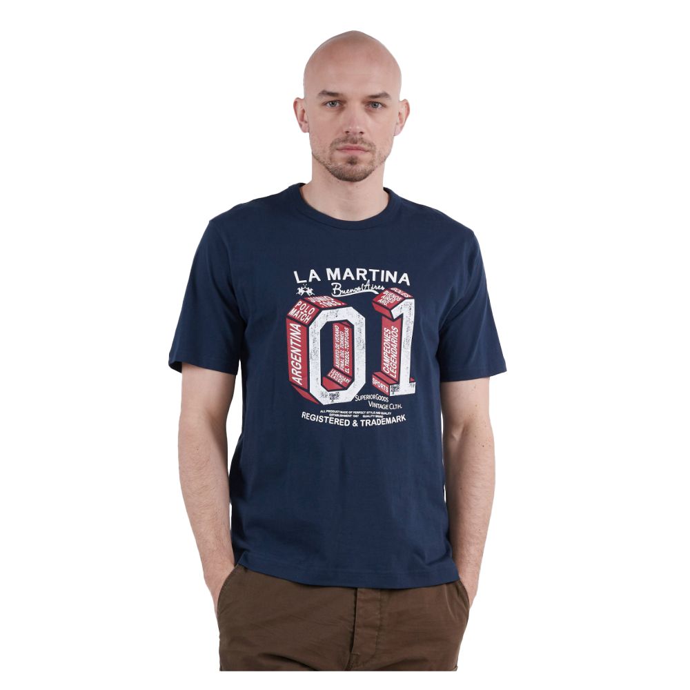 La Martina Blue Cotton T-Shirt