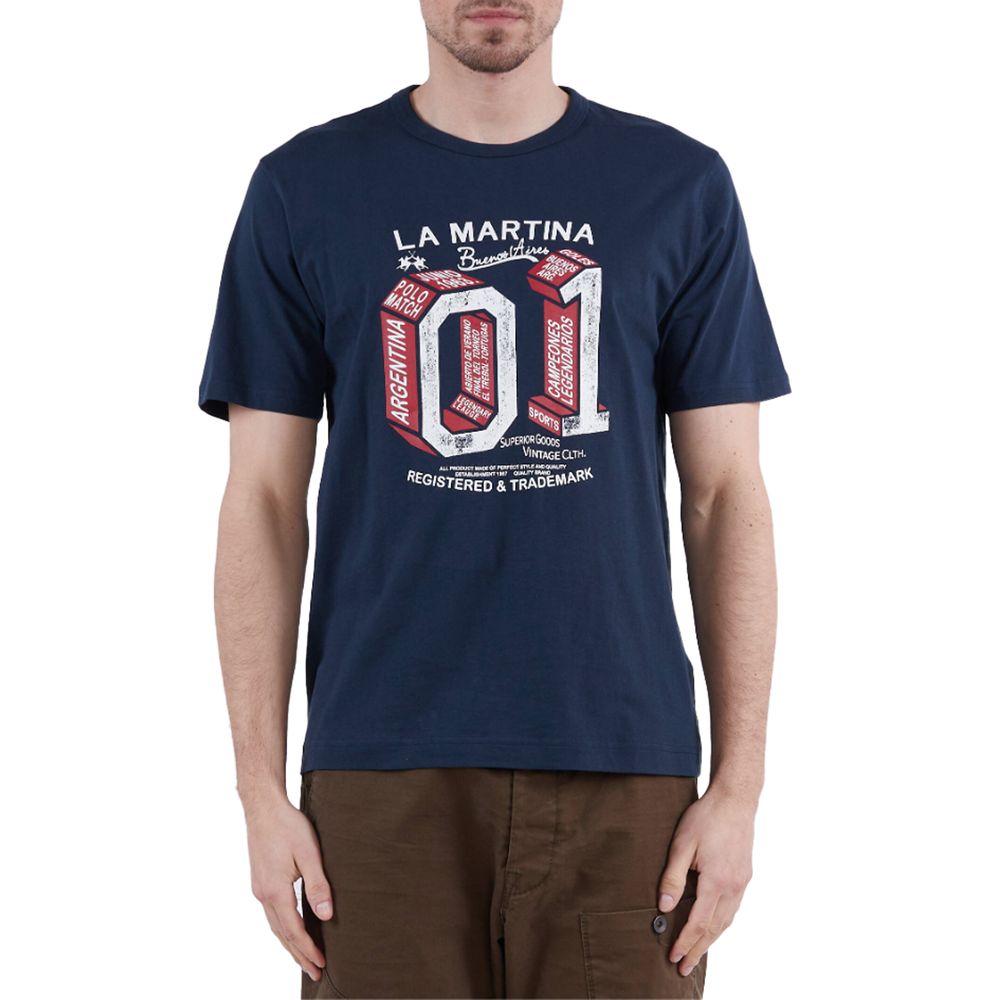 La Martina Blue Cotton T-Shirt