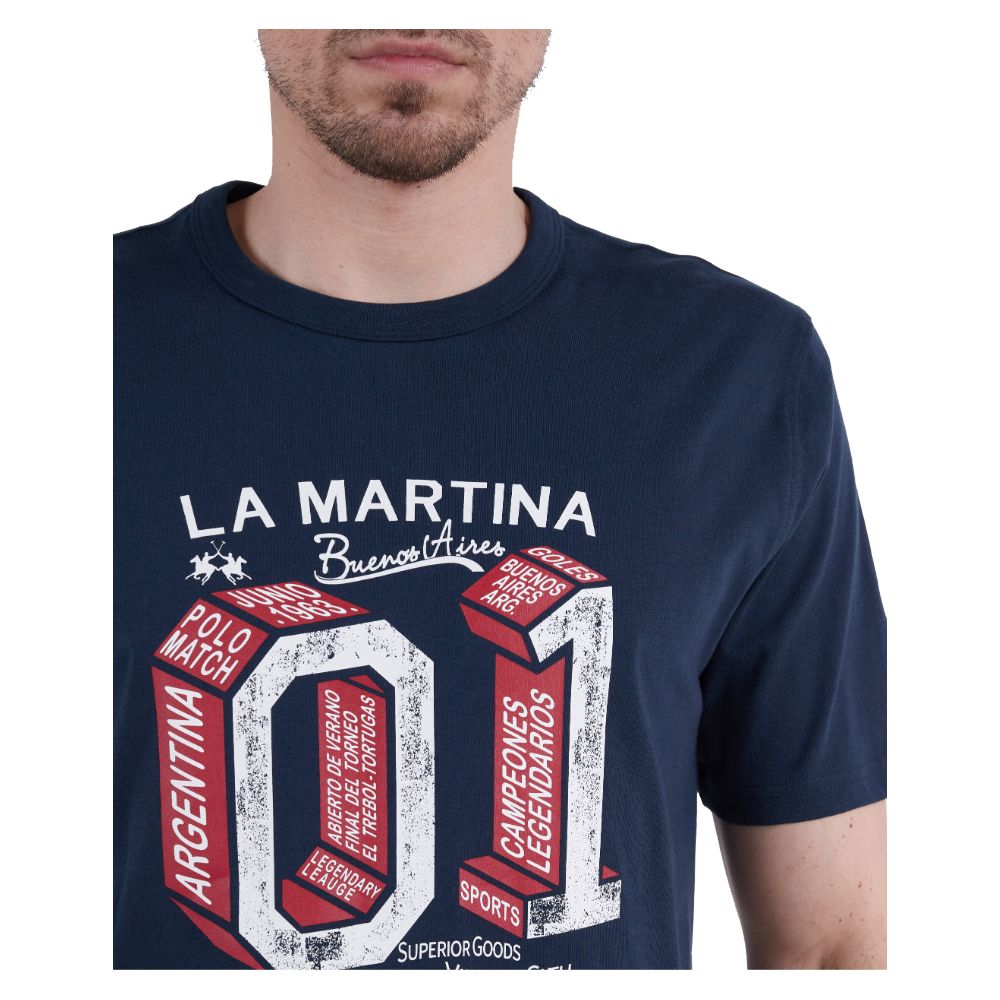 La Martina Blue Cotton T-Shirt
