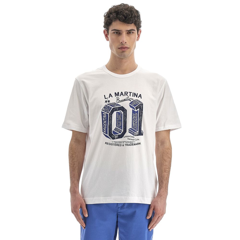 La Martina White Cotton T-Shirt