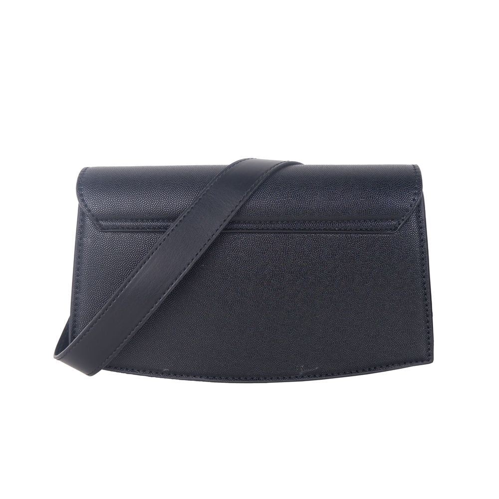Black Polyurethane Crossbody Bag
