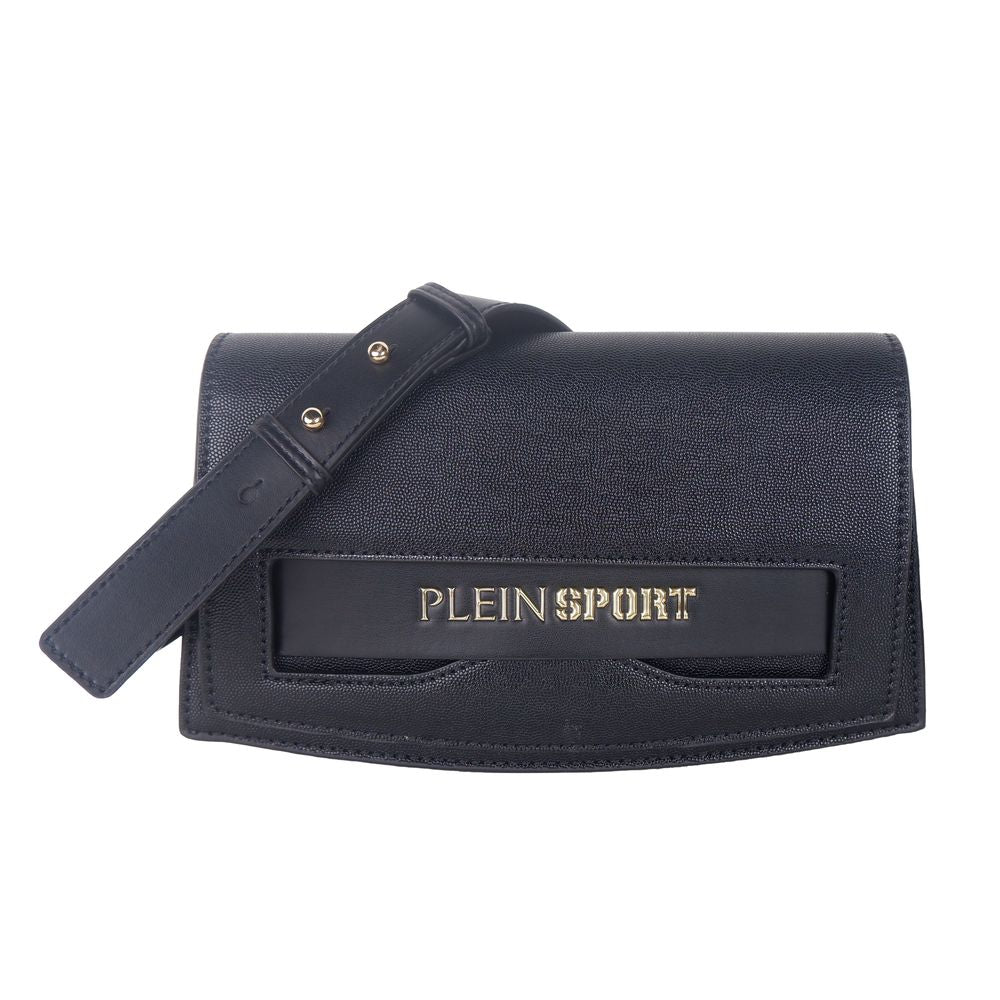 Black Polyurethane Crossbody Bag