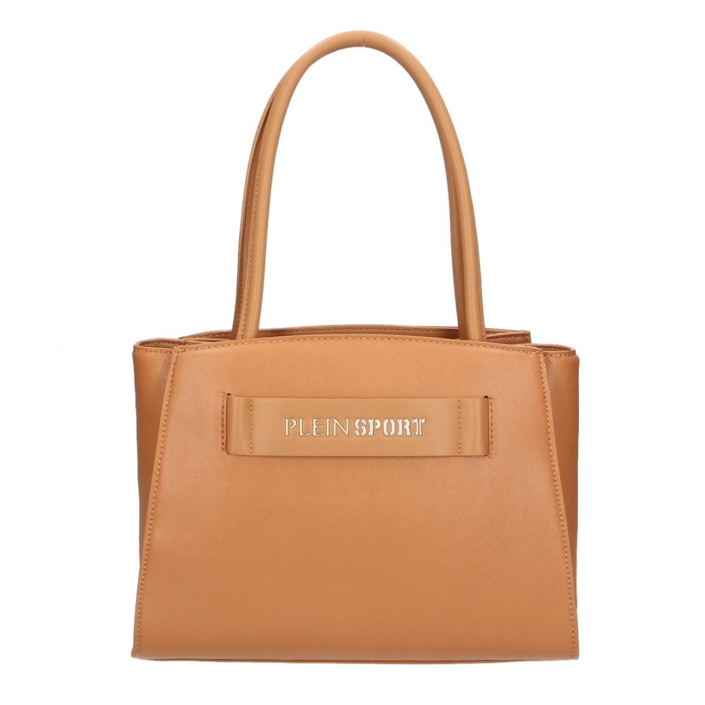 Beige Polyurethane Shoulder Bag