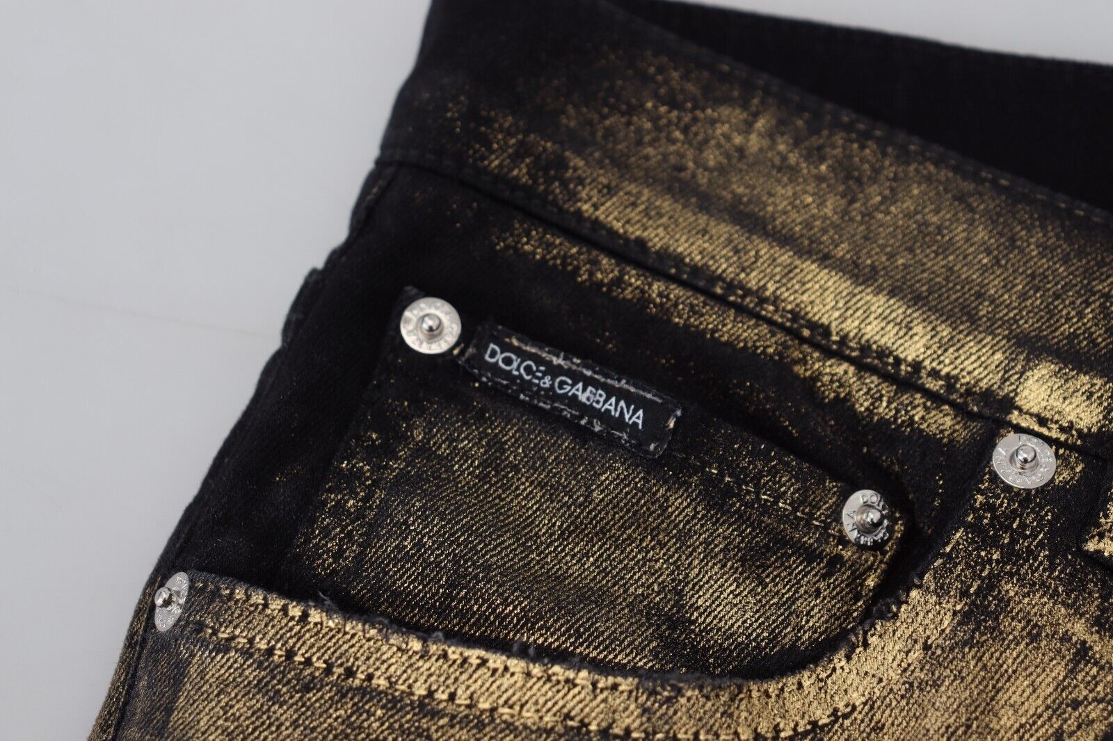 Black Gold Dusting Cotton Casual Denim Jeans