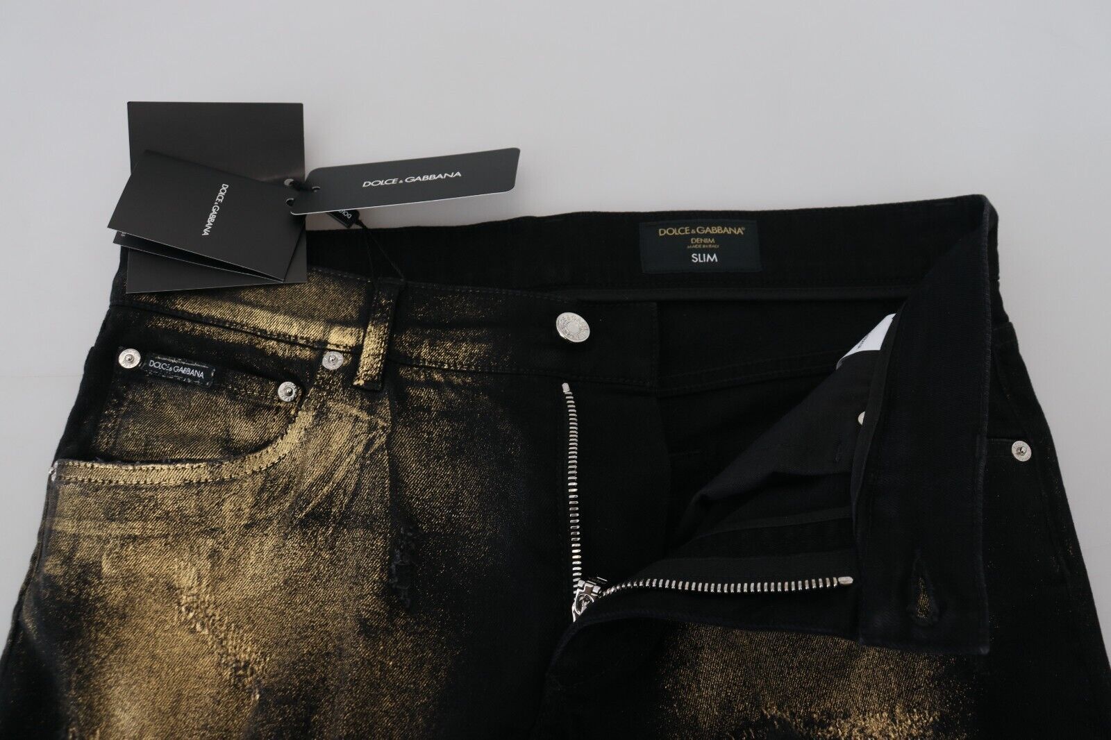 Black Gold Dusting Cotton Casual Denim Jeans