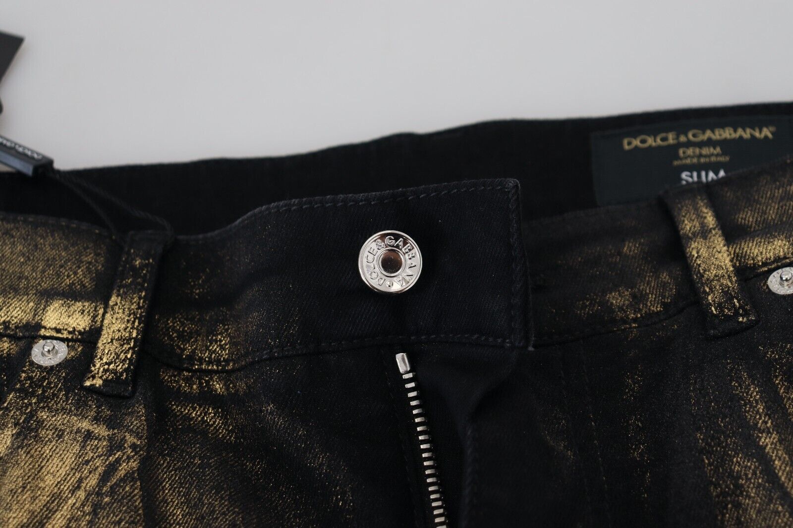 Black Gold Dusting Cotton Casual Denim Jeans