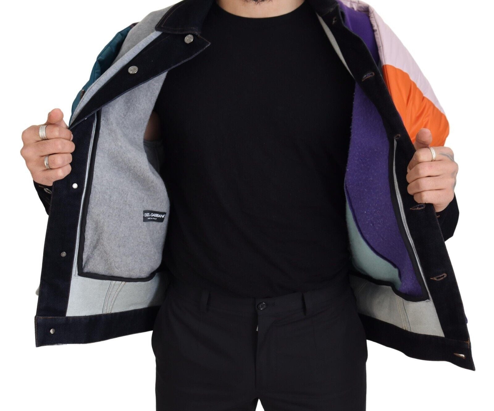 Multicolor Patchwork Denim Button Down Jacket