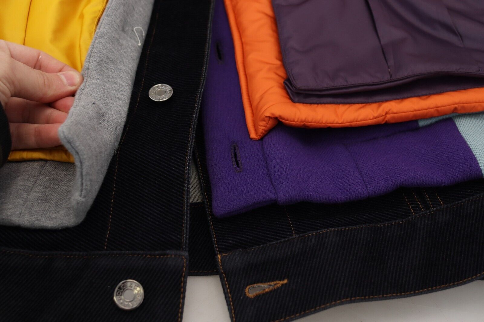 Multicolor Patchwork Denim Button Down Jacket