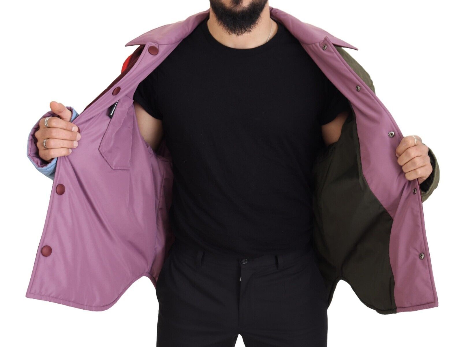 Multicolor Patchwork Quilted Collared Jacket