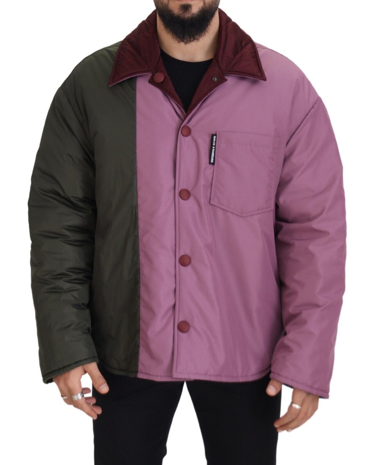 Multicolor Patchwork Quilted Collared Jacket