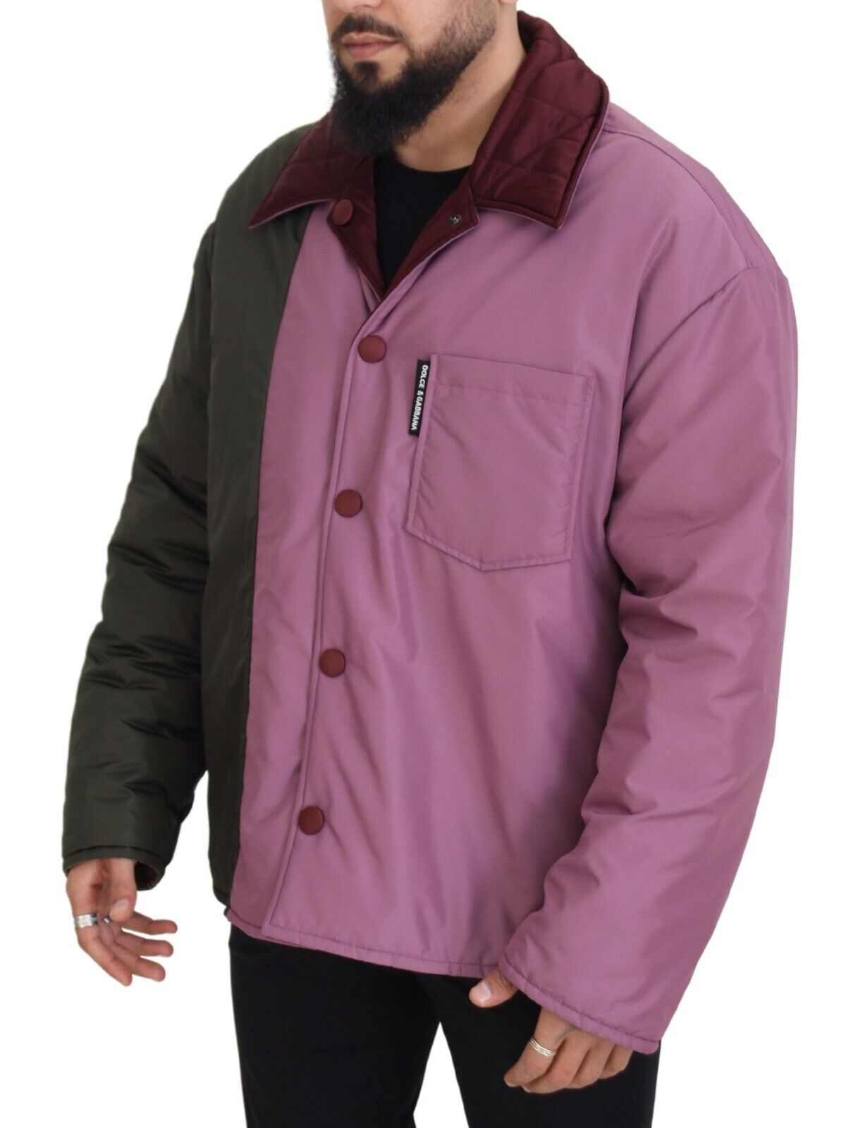 Multicolor Patchwork Quilted Collared Jacket