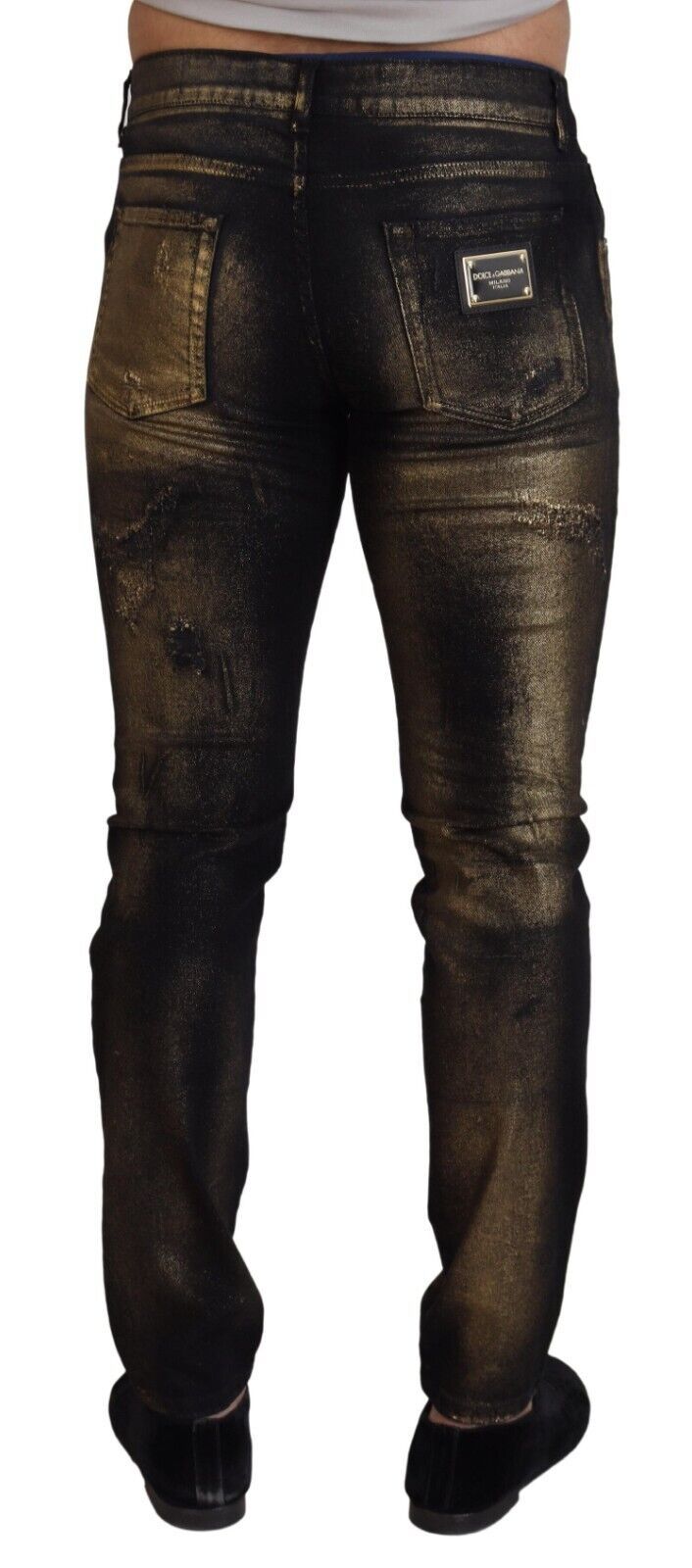 Black Gold Dusting Cotton Casual Denim Jeans