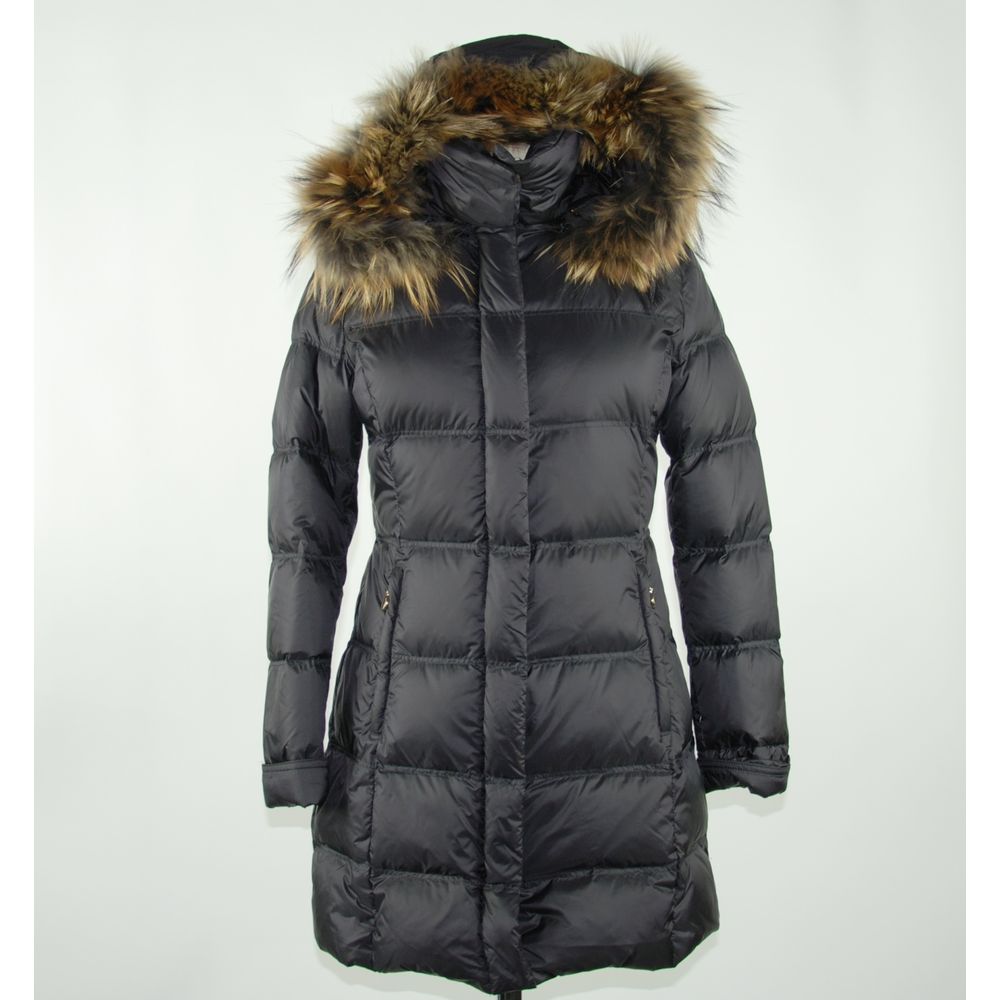 Emilio Romanelli Elegant Black Polyester Duck Down Jacket