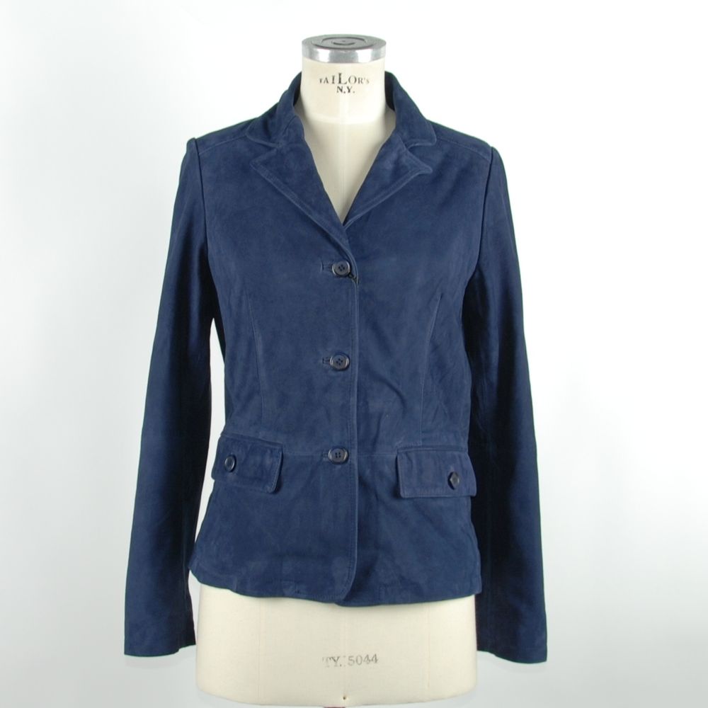 Emilio Romanelli Blue Leather Jackets & Coat