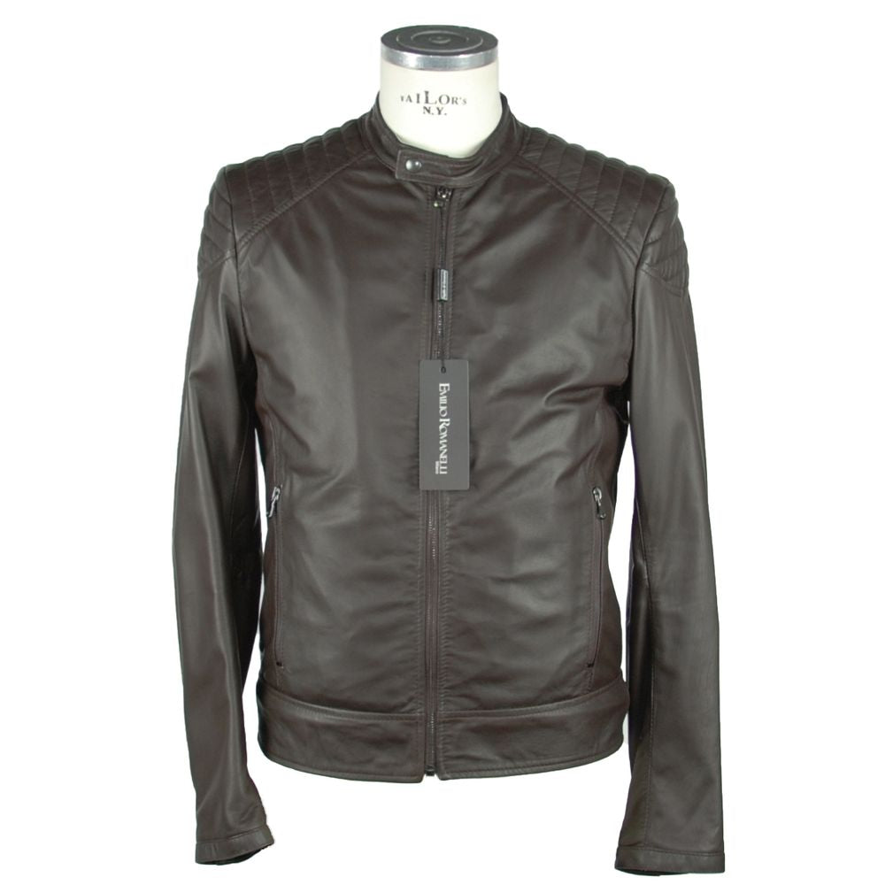 Emilio Romanelli Brown Leather Jacket
