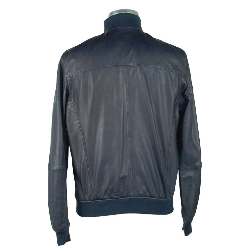 Emilio Romanelli Blue Leather Jacket