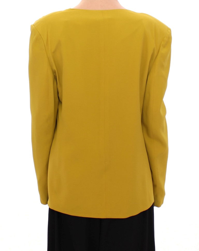 Mustard Yellow Silk Blazer Jacket