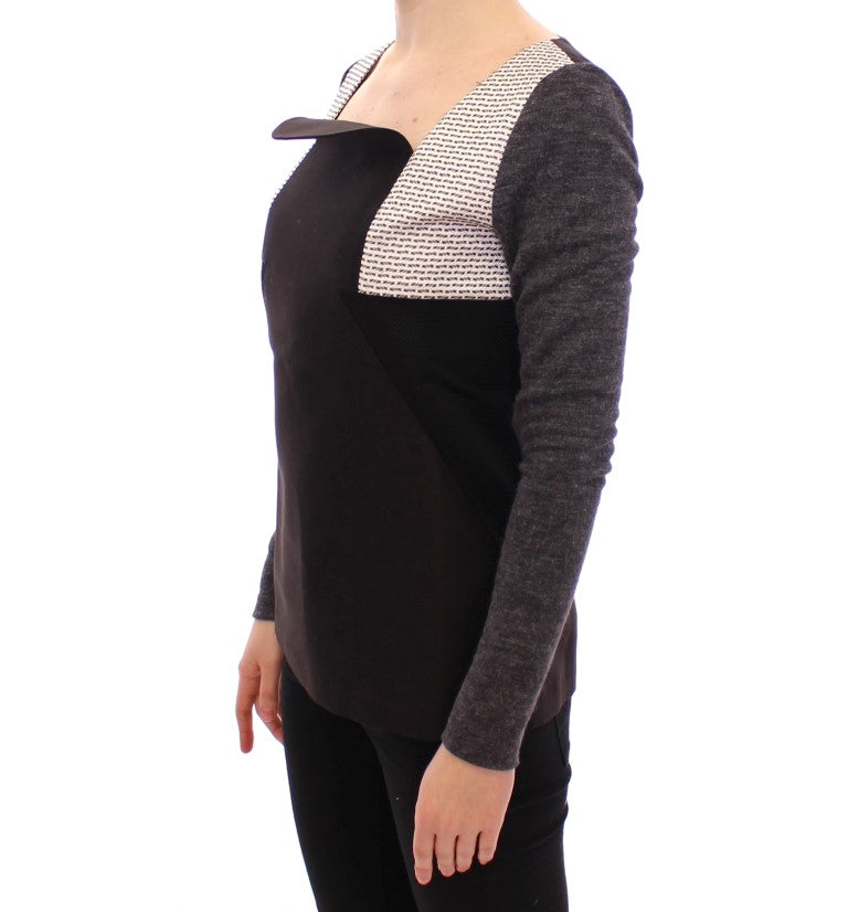 Black Gray Longsleeve Pullover Sweater