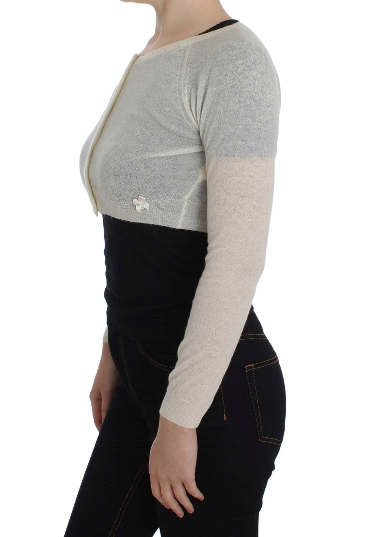 White Wool Blend Sweater Cardigan