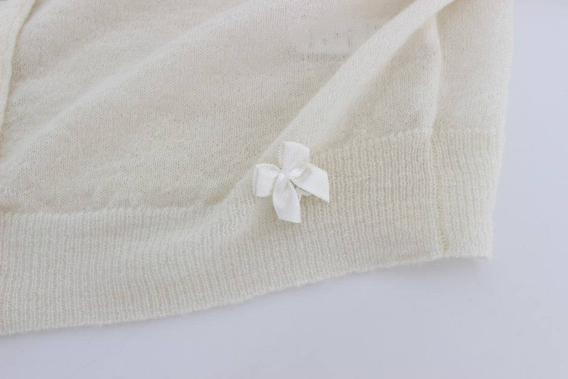 White Wool Blend Sweater Cardigan