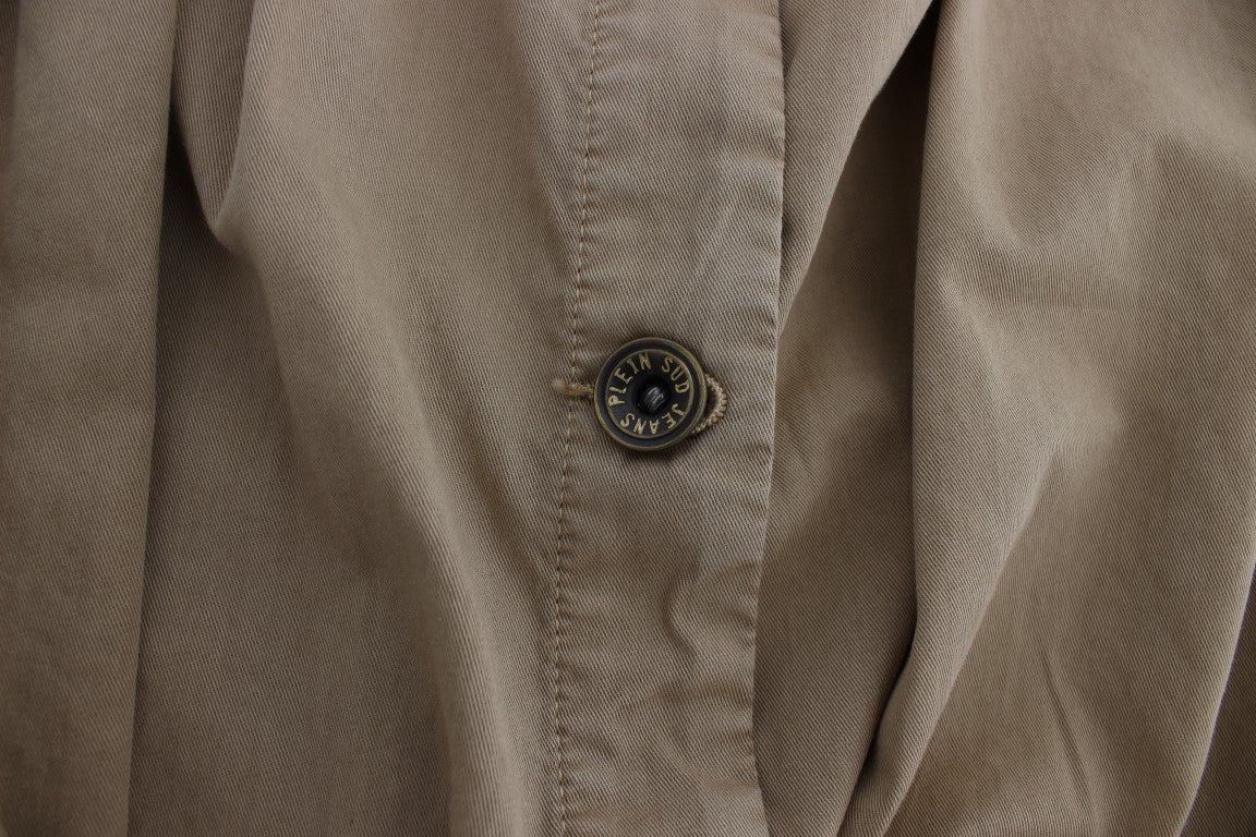 Beige Cotton Sleeveless Shirt
