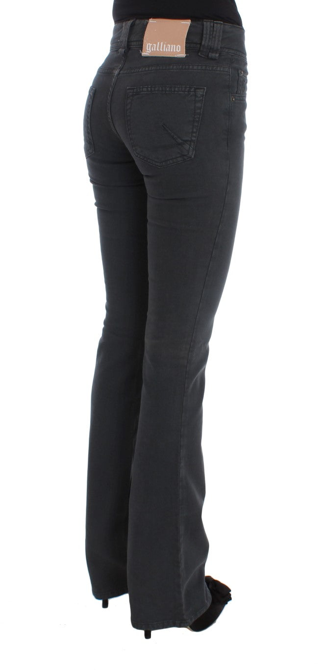 Blue Wash Cotton Blend Slim Fit Bootcut Jeans