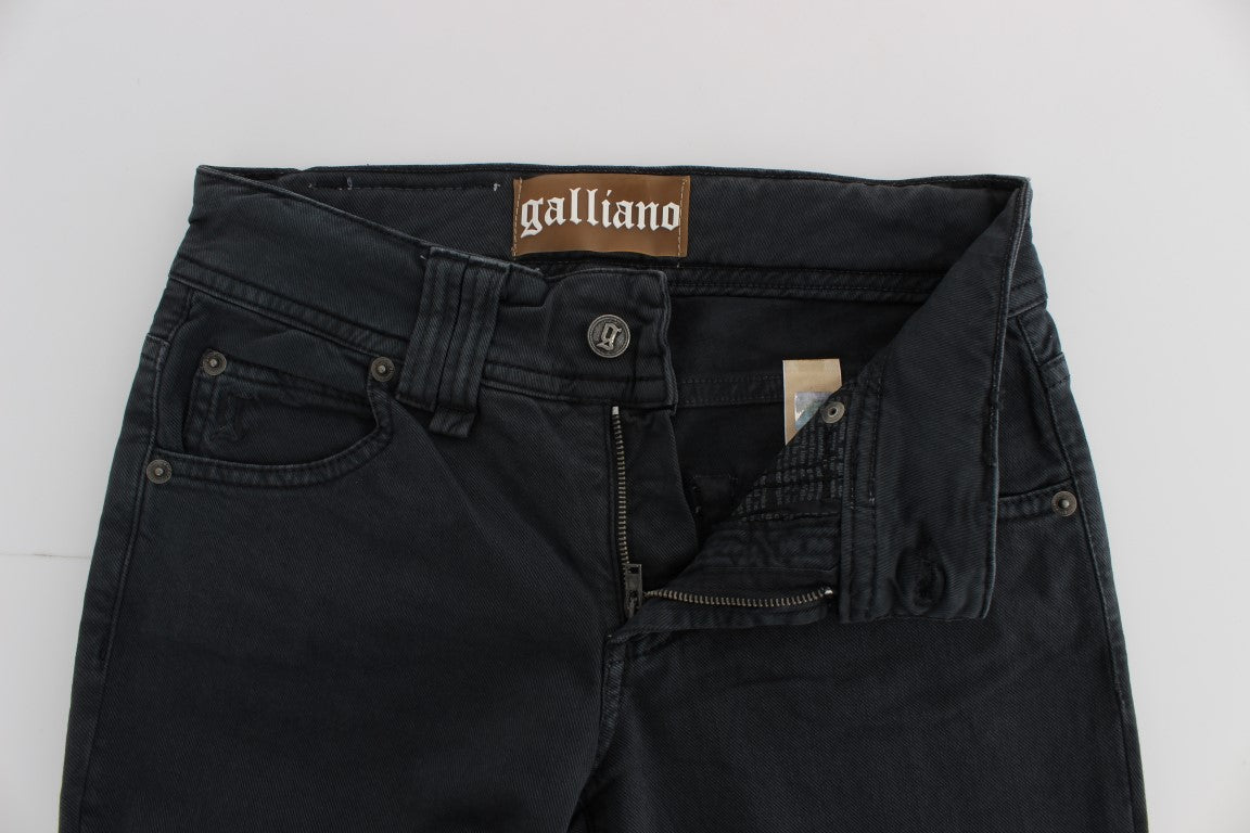 Blue Wash Cotton Blend Slim Fit Bootcut Jeans