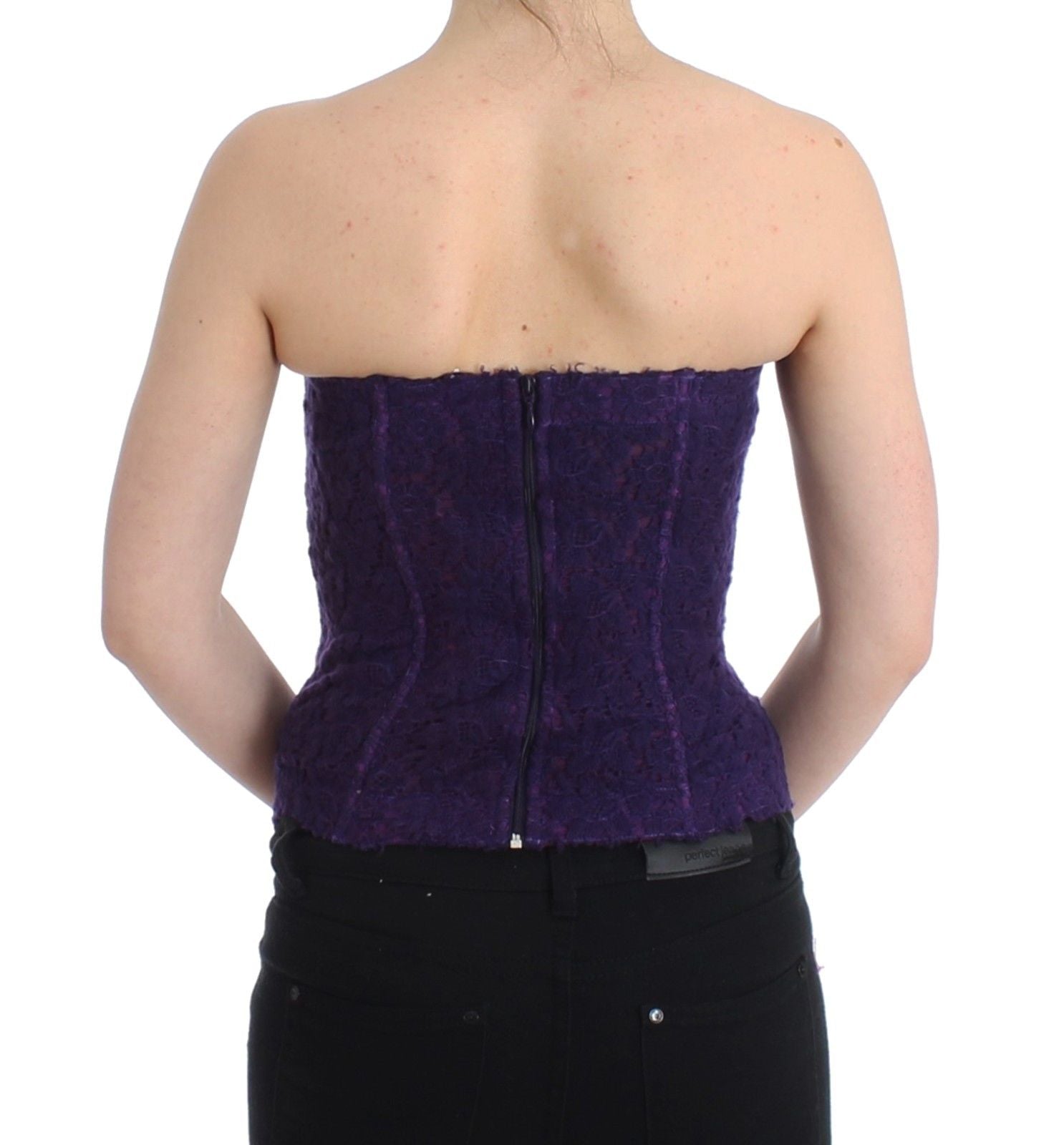 Lingerie Purple Corset Bustier Top Floral Lace