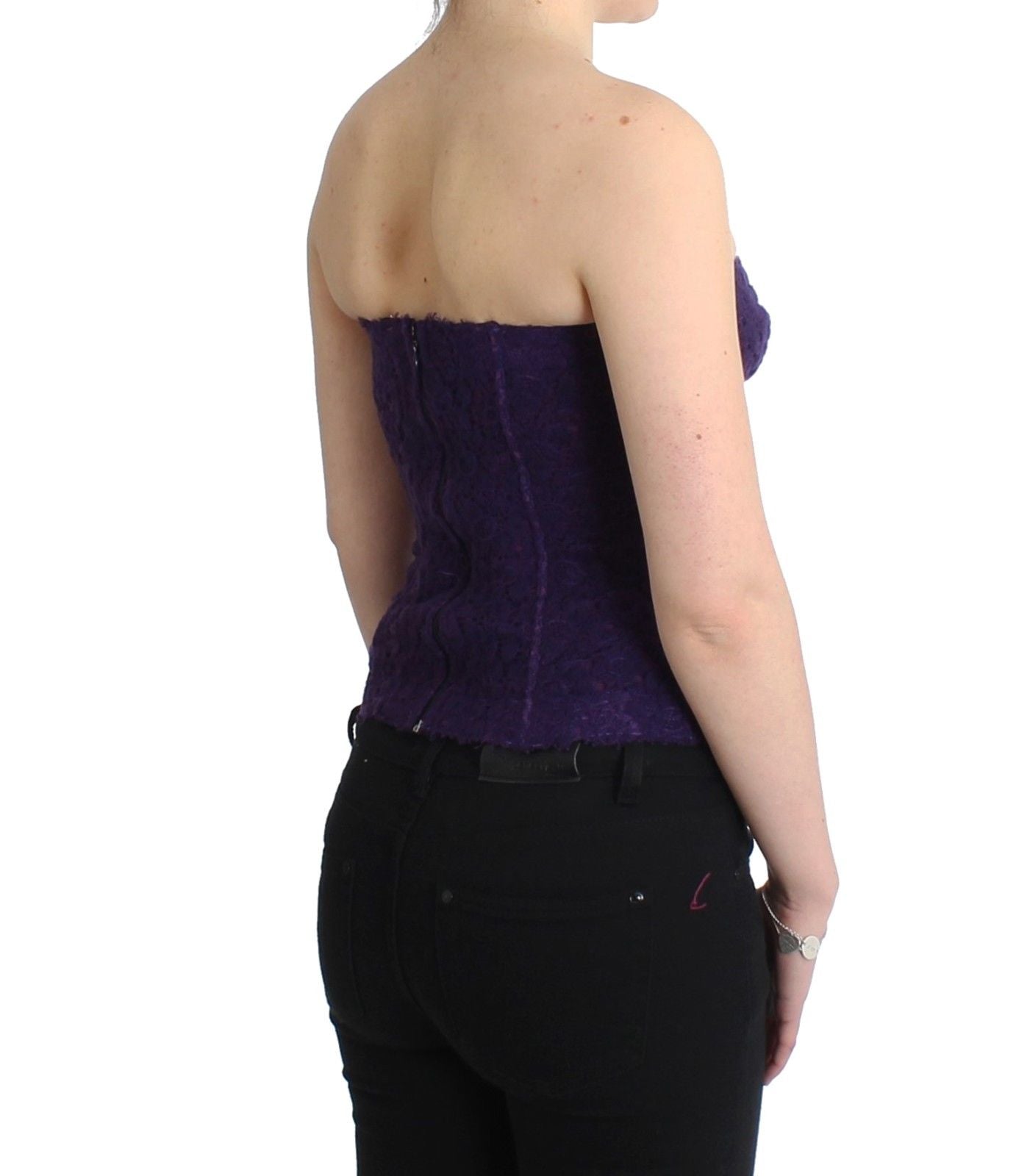 Lingerie Purple Corset Bustier Top Floral Lace