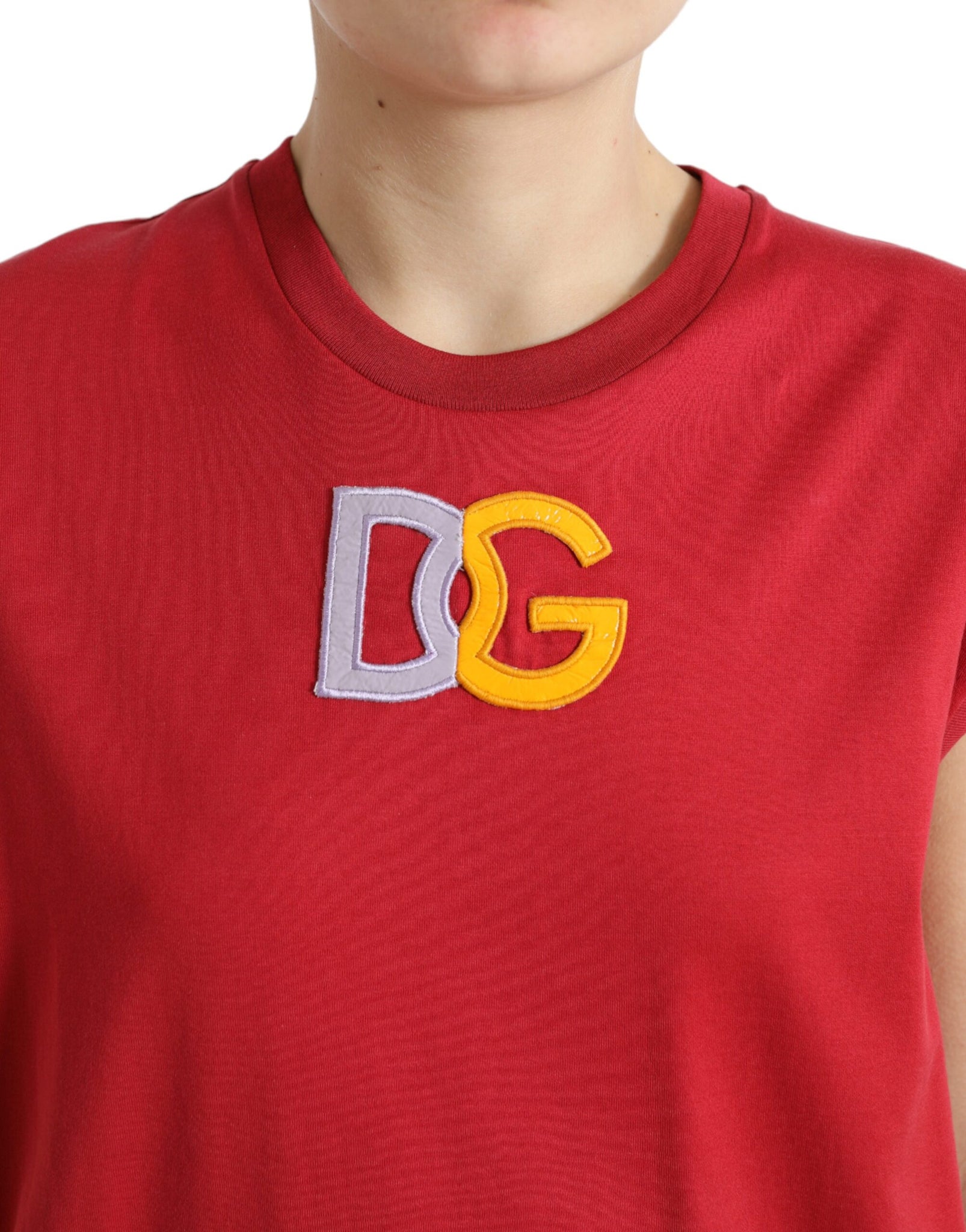 Dolce & Gabbana Red Cotton DG Logo Crew Neck Tank Top T-shirt