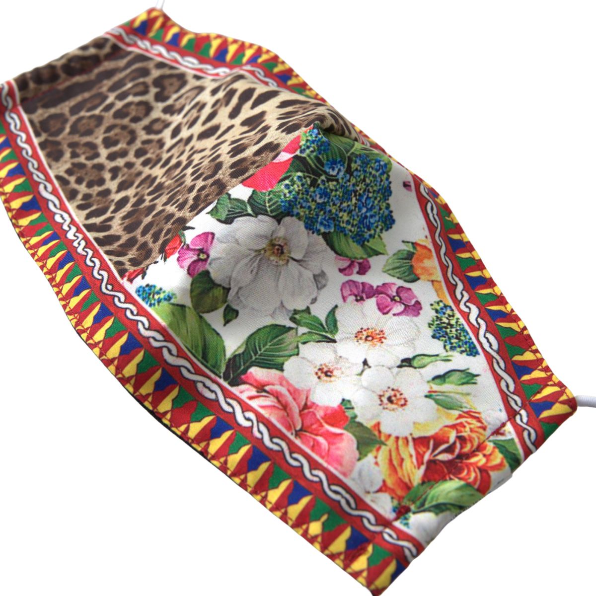 Dolce & Gabbana Multicolor Leopard Floral Elastic Ear Strap Face Mask