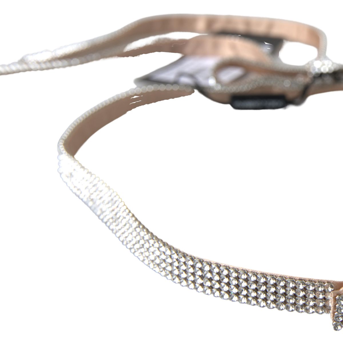 Dolce & Gabbana Beige Silk Clear Crystal Bow Waist Belt