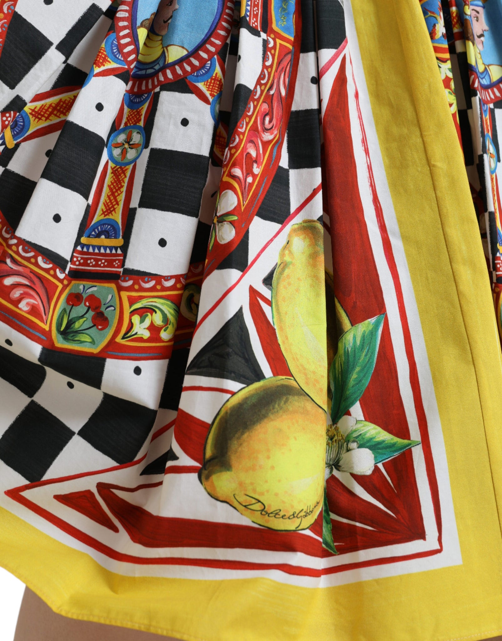 Dolce & Gabbana Multicolor Carretto Lemon High Waist A-line Skirt