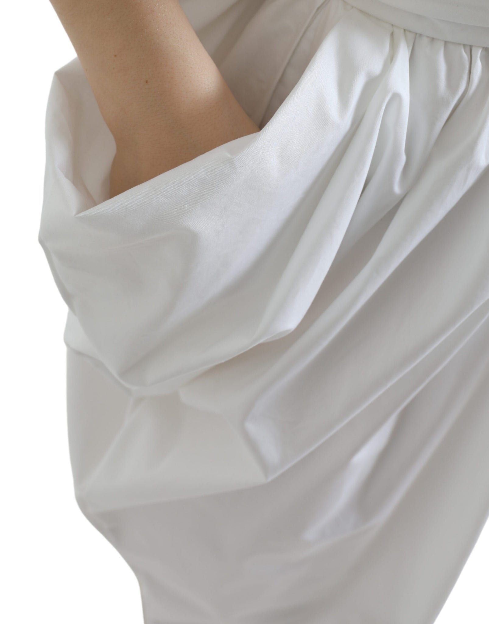 Dolce & Gabbana White Cotton High Waist Pencil Cut Maxi Skirt