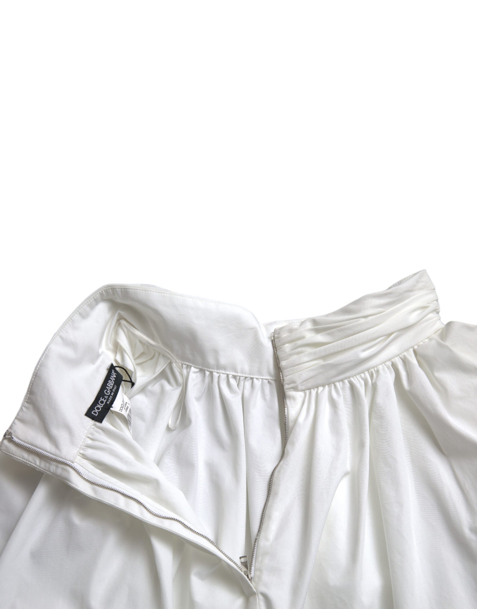 Dolce & Gabbana White Cotton High Waist Pencil Cut Maxi Skirt