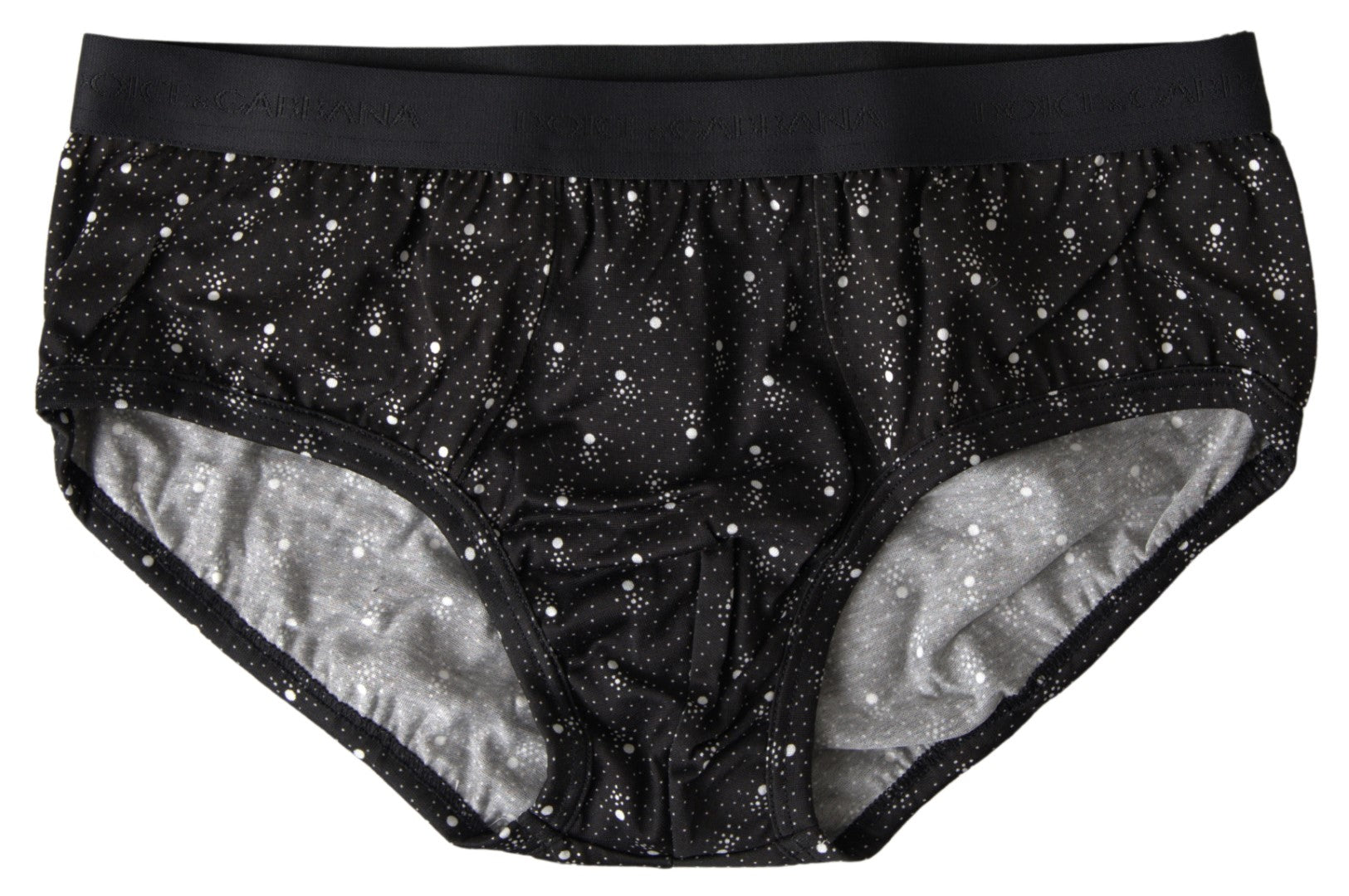 Dolce & Gabbana Black Dotted Cotton Brandon Briefs Underwear