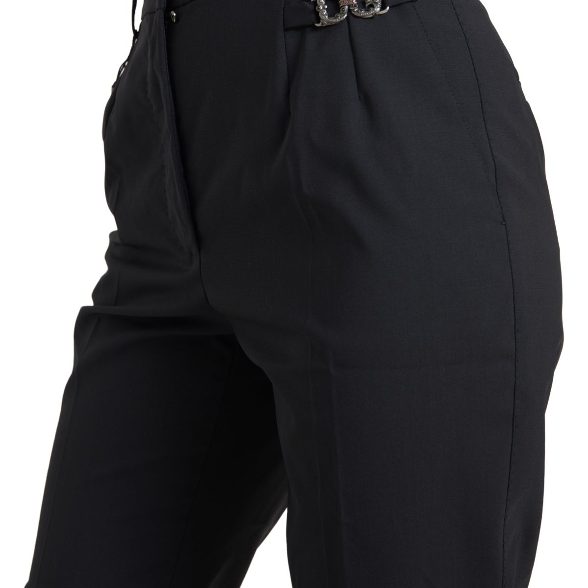 Dolce & Gabbana Black Wool High Waist Tapered Pants